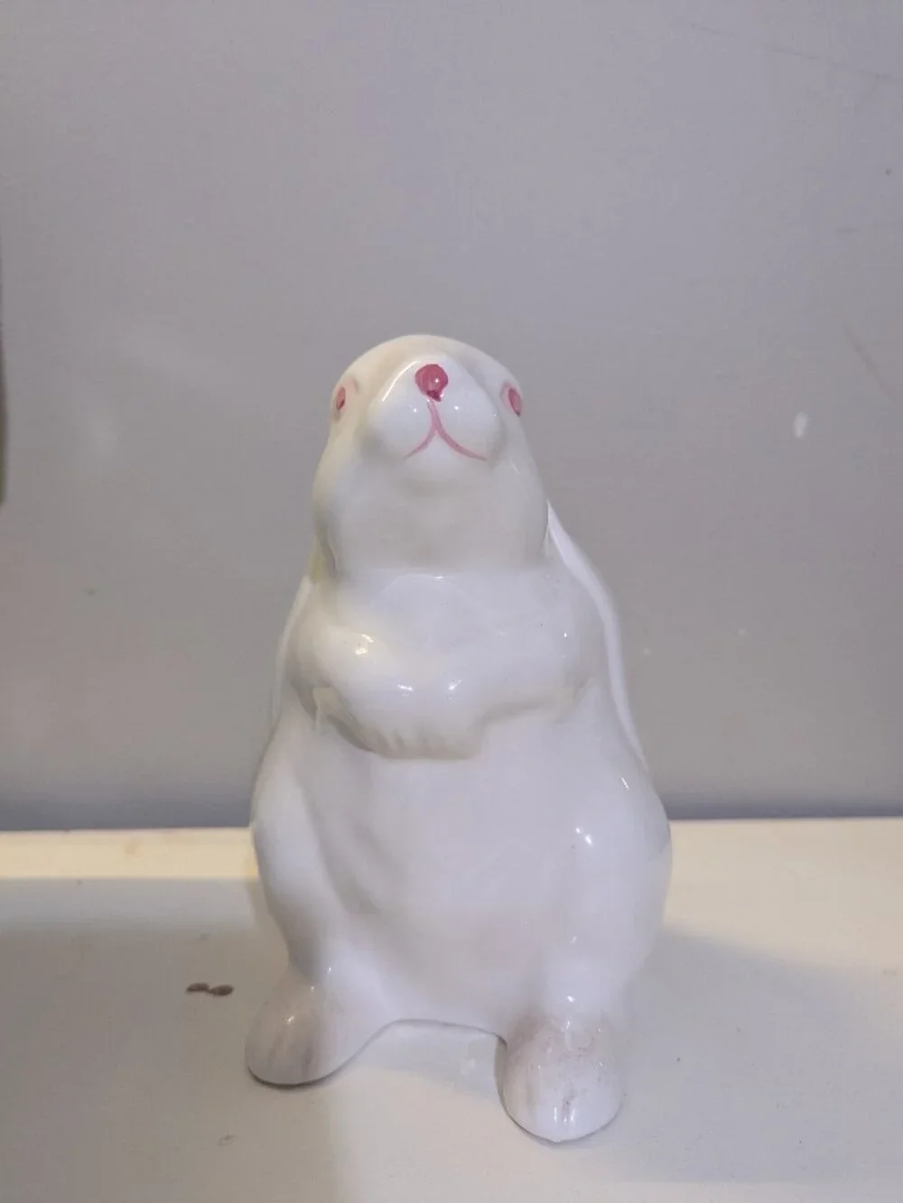 Vintage Hand Painted Floral Glazed Ceramic Porcelain Bunny Rabbit Easter